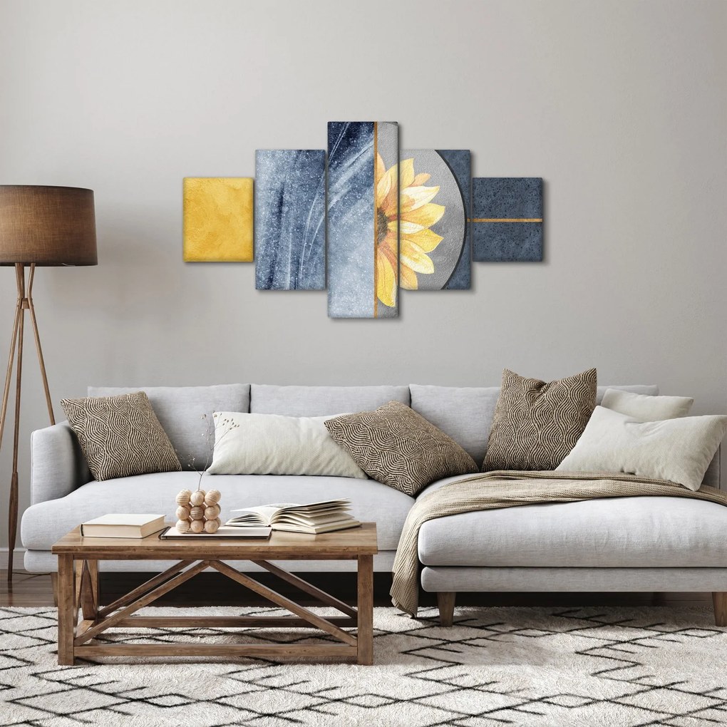 Obraz - Kształty i kwiat (125x70 cm)
