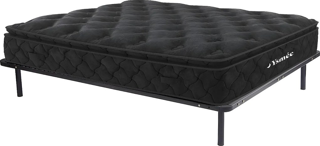 Komplet 2 stelaży z listewkami 90 x 200 + materac ze sprężynami kieszeniowymi - BLACK DREAM marki YSMÉE - 180 * 200 cm