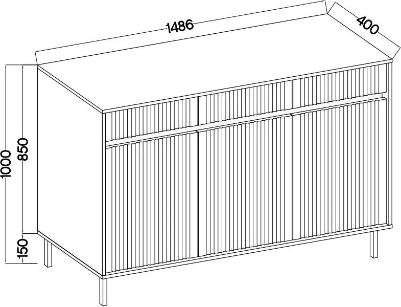 Komoda OSTIA 149 cm do Salonu Sypialni Dąb evoke coast
