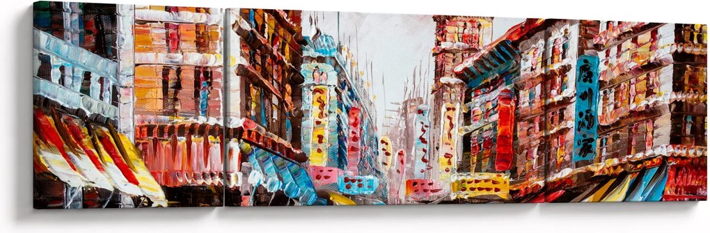 Obraz - Hong Kong, obraz olejny (170x50 cm)