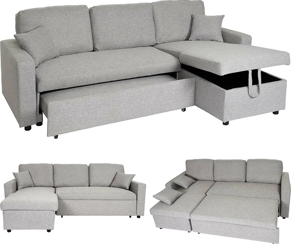 Sofa narożna z funkcją spania MCW-L17,  szary