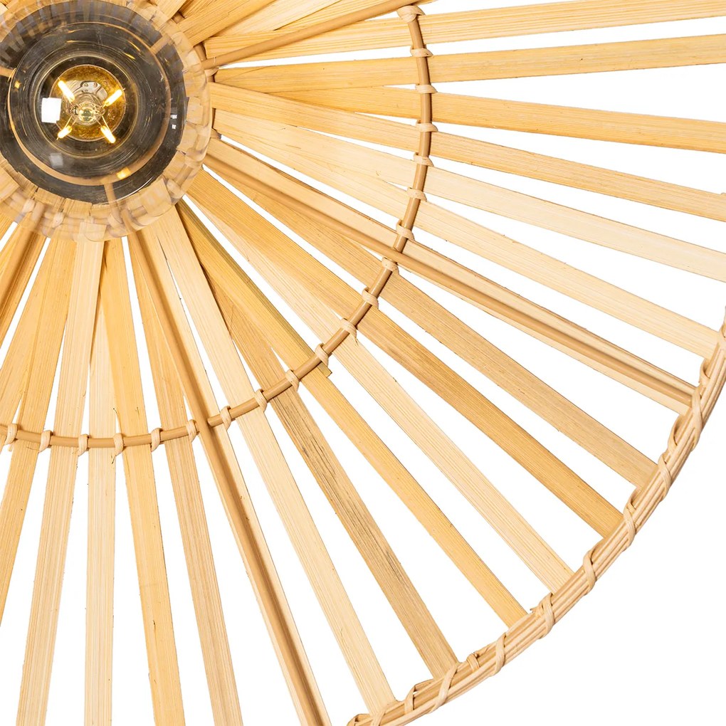 Orientalna lampa ścienna czarna z naturalnym bambusem - PuaKolonialny Oswietlenie wewnetrzne