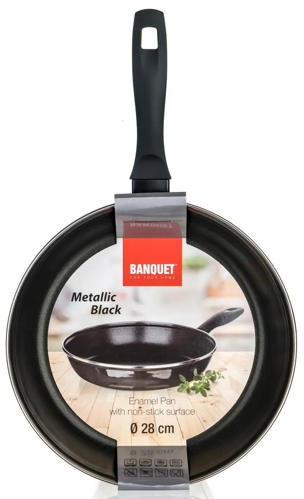 Banquet Patelnia emaliowana METALLIC Black 28 cm,z nieprzywierającą powierzchnią, 28 cm