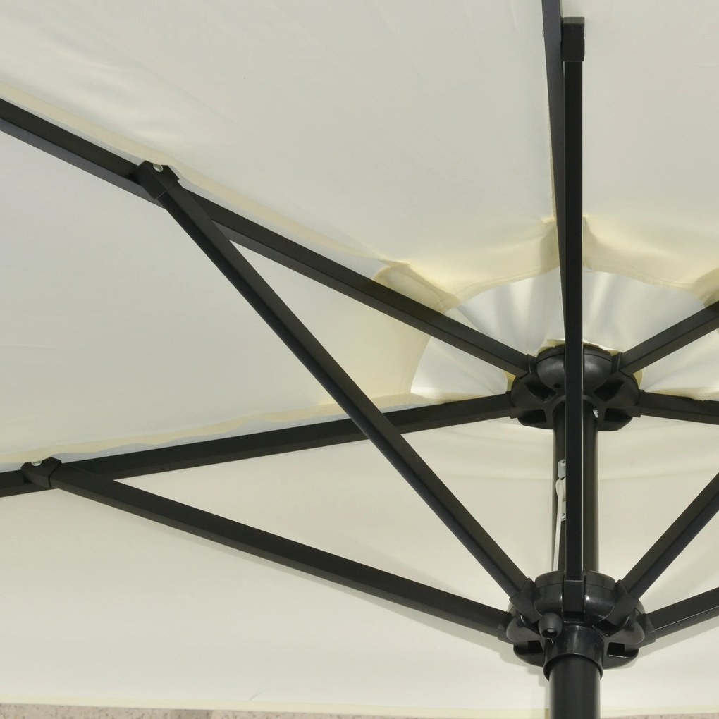 Outsunny Parasol, 270 x 240 cm pół parasol, parasol balkonowy z LED do ogrodu
