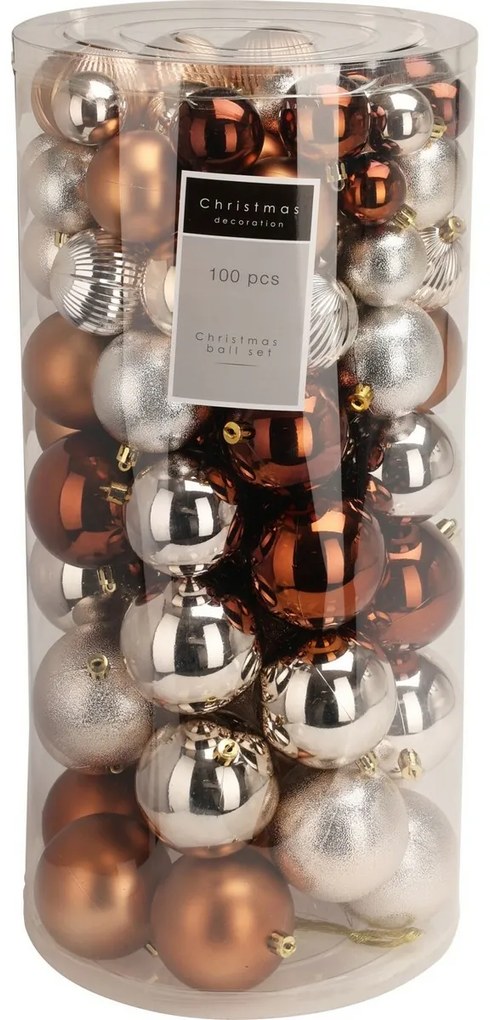 Zestaw ozdób świątecznych Amber, 100 szt., plastik