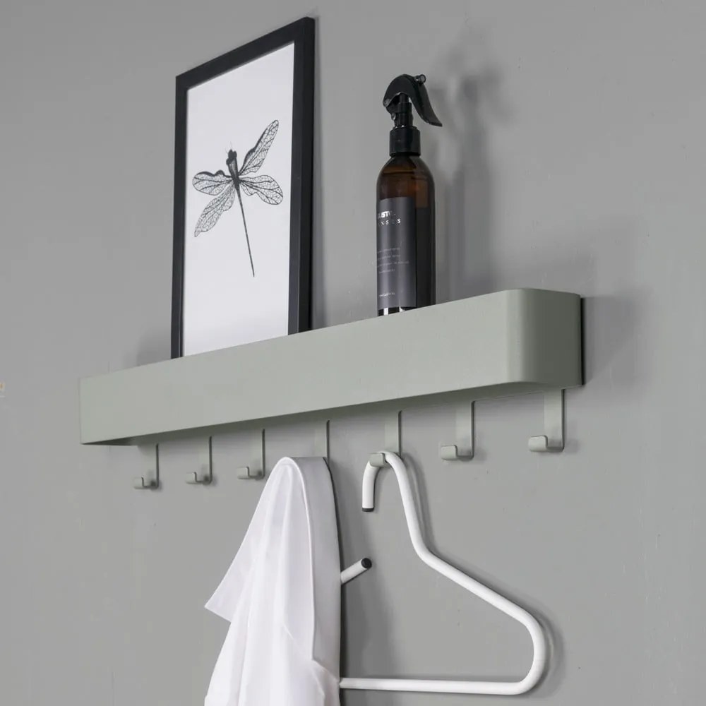 Szarozielony metalowy wieszak ścienny z półką 72 cm Dax Play – Spinder Design
