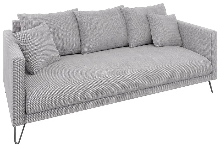 Jasnoszara sofa z tkaniny szenilowej 200 cm Freya – Ropez
