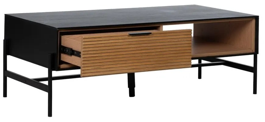 Czarno-naturalny stolik w dekorze jesionu 60x124 cm Orleans – Ixia