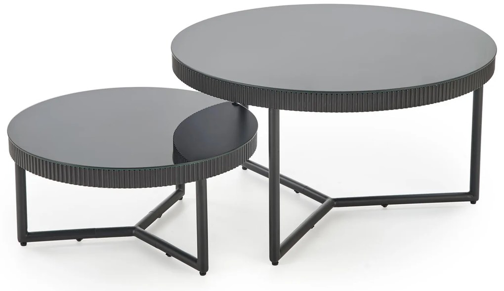 Okrągła czarna ława 60/30 cm szkło/MDF/stal COSMO S