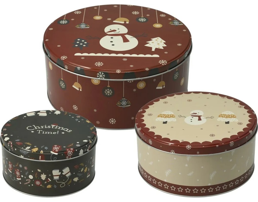 Świąteczne pudełko na ciastka i pierniki, Boże Narodzenie, zestaw 3 szt.