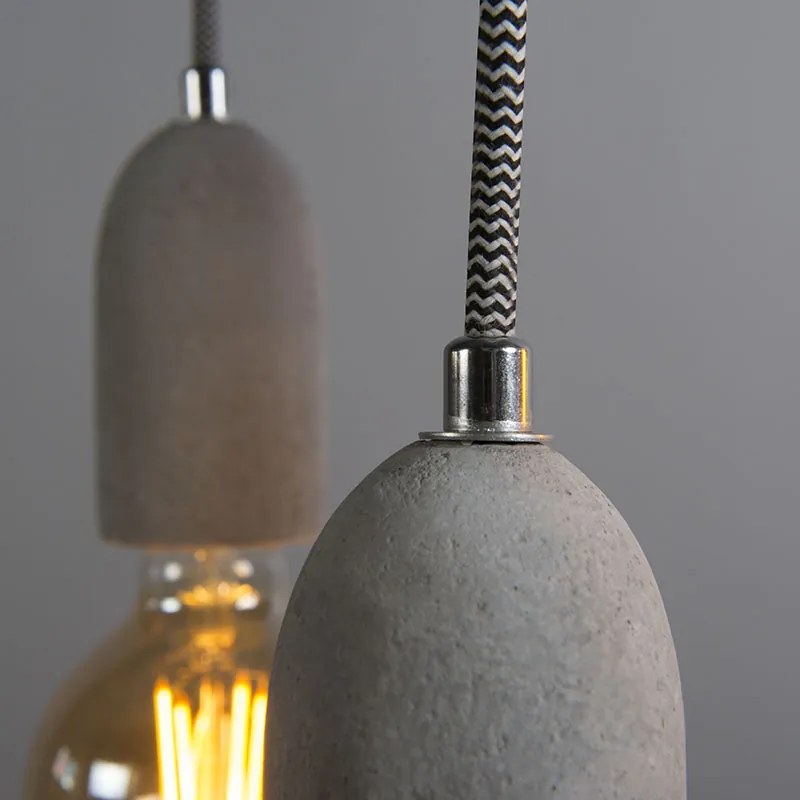 Industrialna lampa wisząca z betonu szarego - Cava 3 Nowoczesny Oswietlenie wewnetrzne