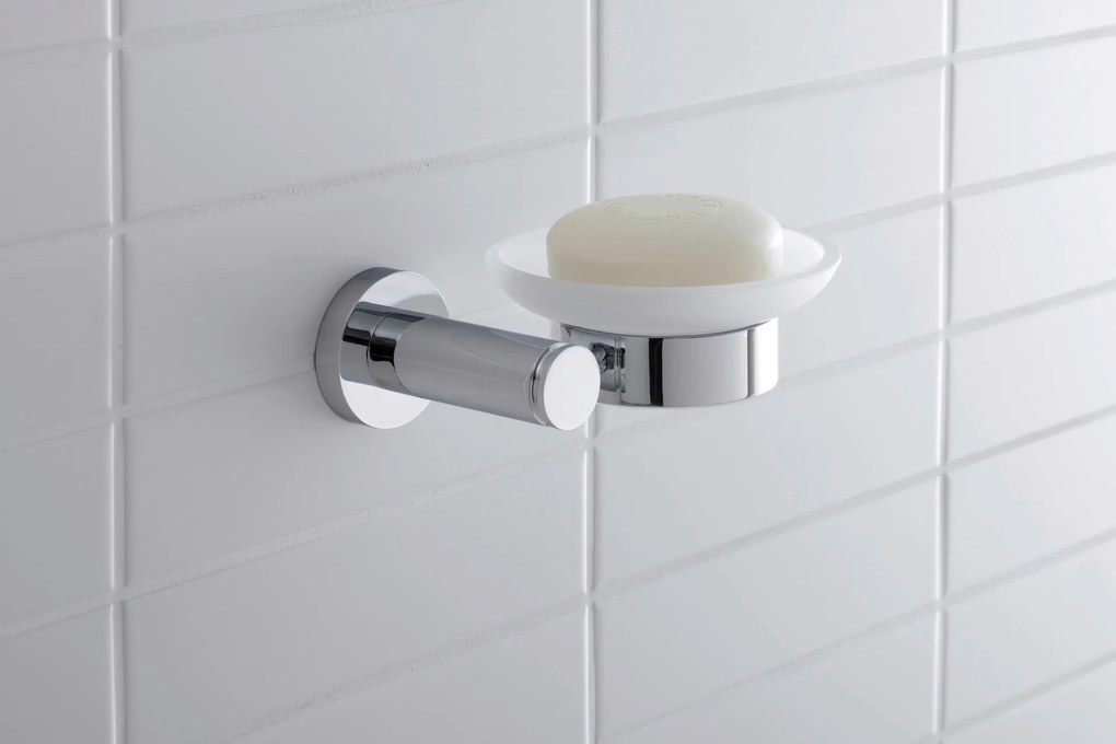 Duravit D-Code mydelniczka Ø10 cm na 1 mydło Chrom - prawostronny