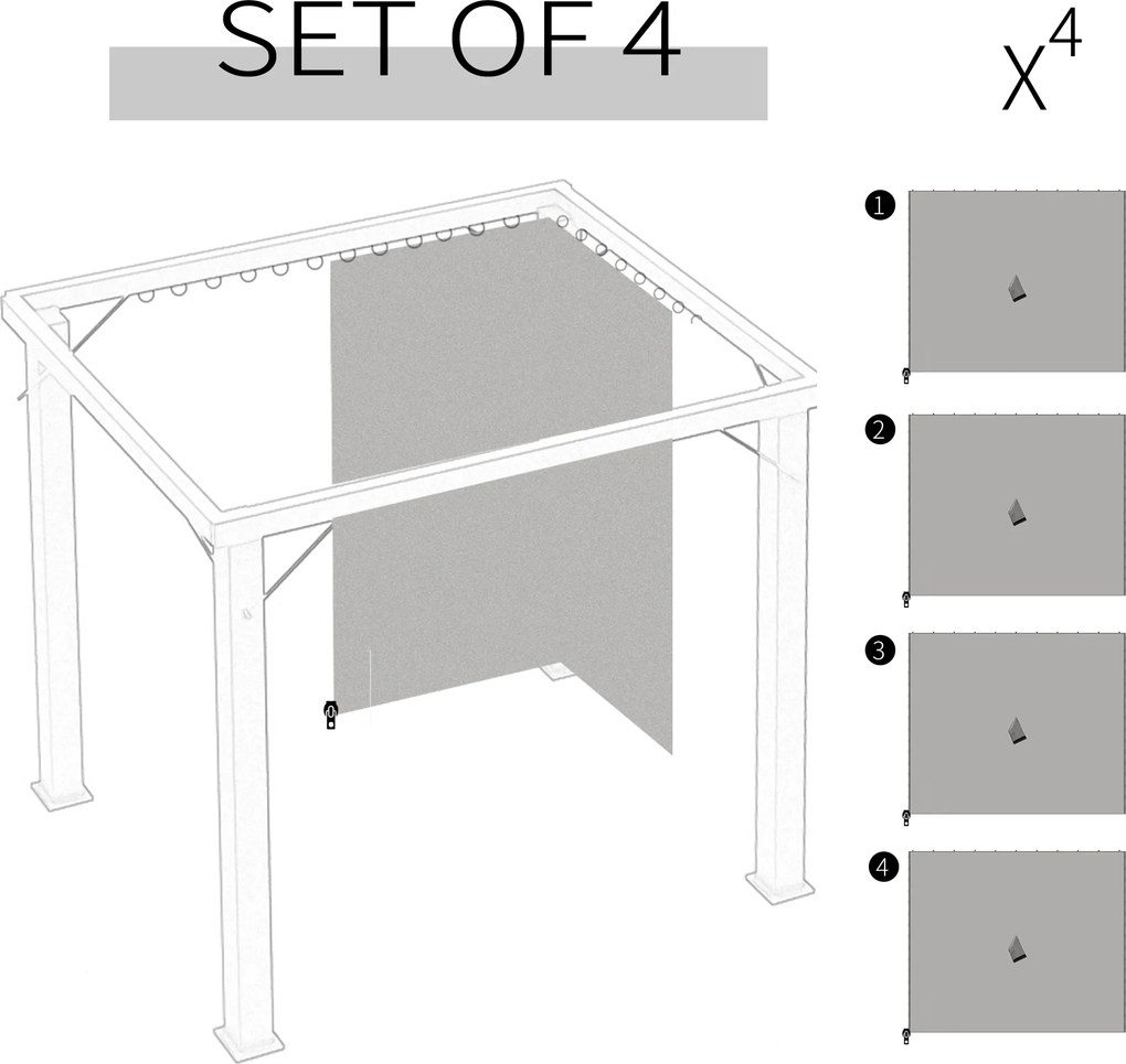 Outsunny Zasłona Zastępcza do Pawilonu 4 szt Beżowy do Pawilonu 3x3m 302x205cm | Aosom PL