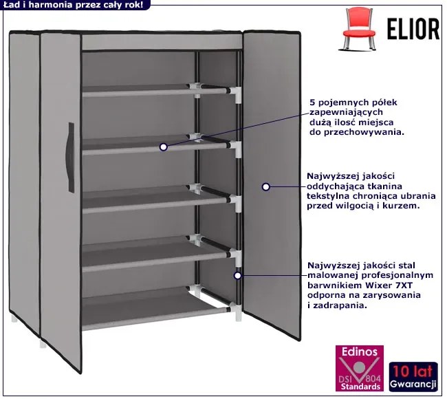 Szara szafka tekstylna na buty - Lersa