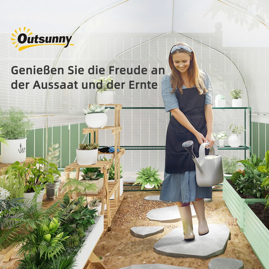 Outsunny Szklarnia tunelowa 3 x 2 x 2 m z rolowanymi bocznymi ściankami, odporna na UV folia z plastiku i stalowy stelaż, Biała