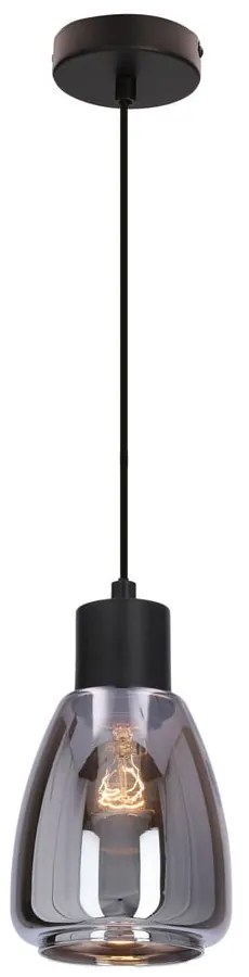Czarna lampa wisząca ze szklanym kloszem ø 12 cm Moldo – Candellux Lighting