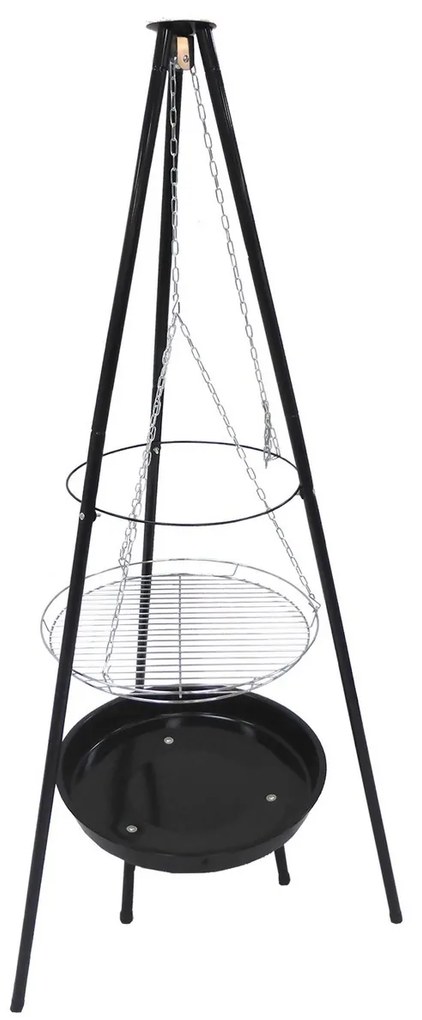 Grill na węgiel drzewny ze statywem, 70 x 152 cm