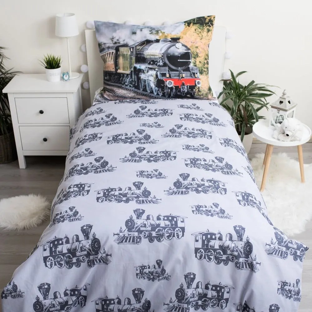 Bawełniana pościel dziecięca jednoosobowa 140x200 cm Train – Jerry Fabrics