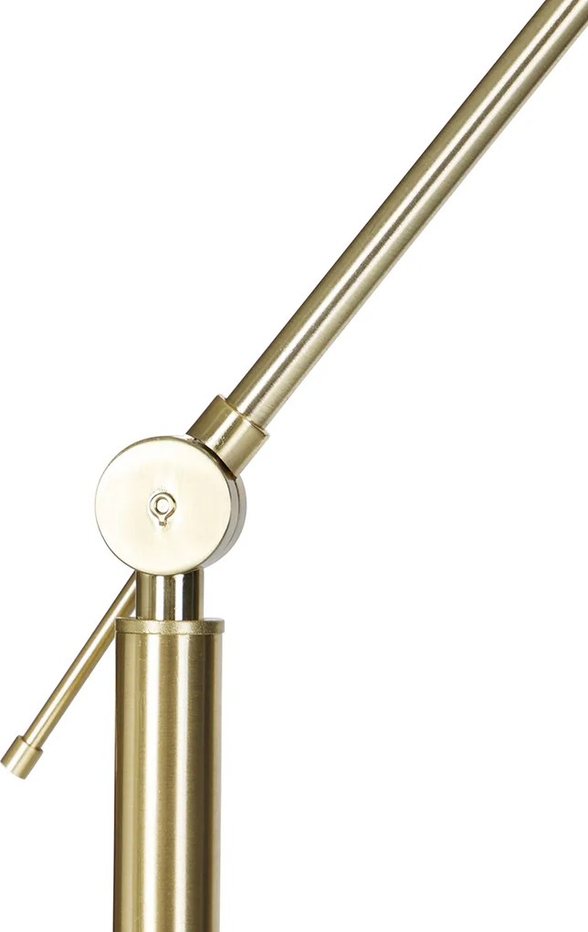 Lampa podłogowa złota z jasnobrązowym abażurem 50 cm regulowana - Editor