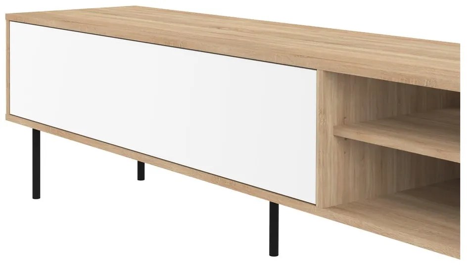 Biała szafka pod TV w dekorze dębu 165x40 cm Ampère – TemaHome