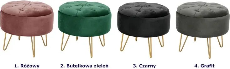 Różowa pufa na nóżkach ze schowkiem R3-G25
