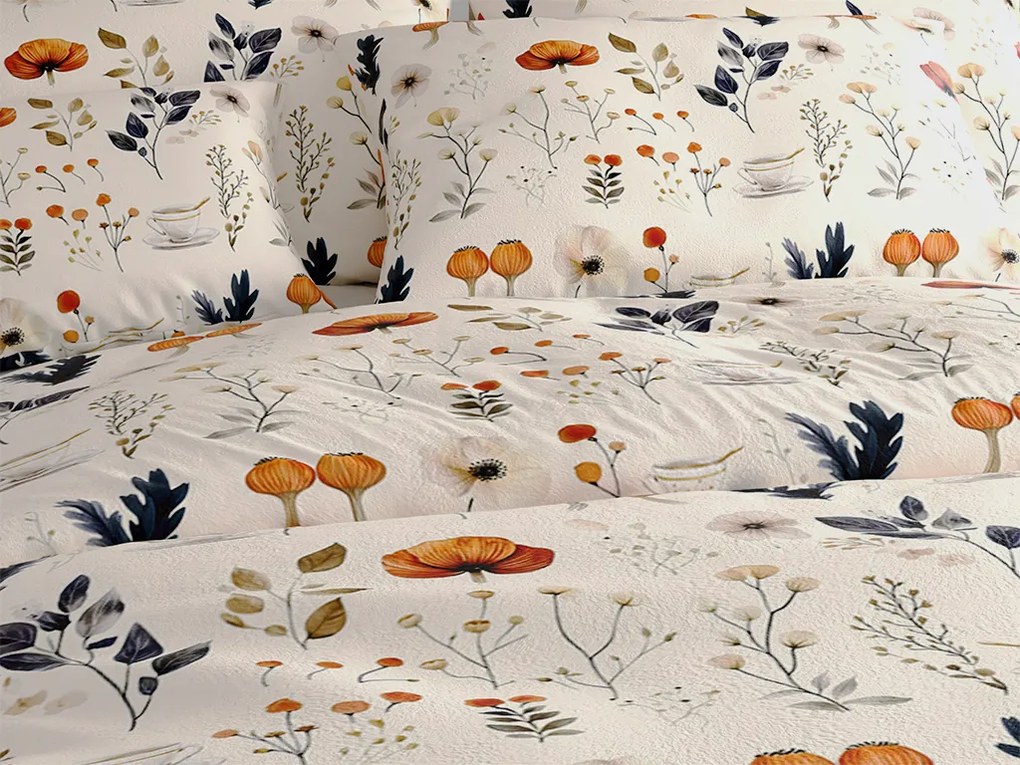 PrzytulneMieszkanie.pl PrzytulneMieszkanie.pl Pościel z mikropluszu PAPAVA kremowa Rozmiar pościeli: 2 szt 70 x 90 cm | 200 x 220 cm