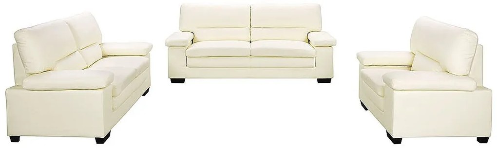 Kanapa 3- i 2-osobowa i fotel ze skóry bawolej w kolorze kości słoniowej – MIMAS II