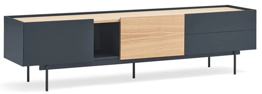 Antracytowo-naturalna szafka pod TV w dekorze dębu 180x45 cm Otto – Teulat