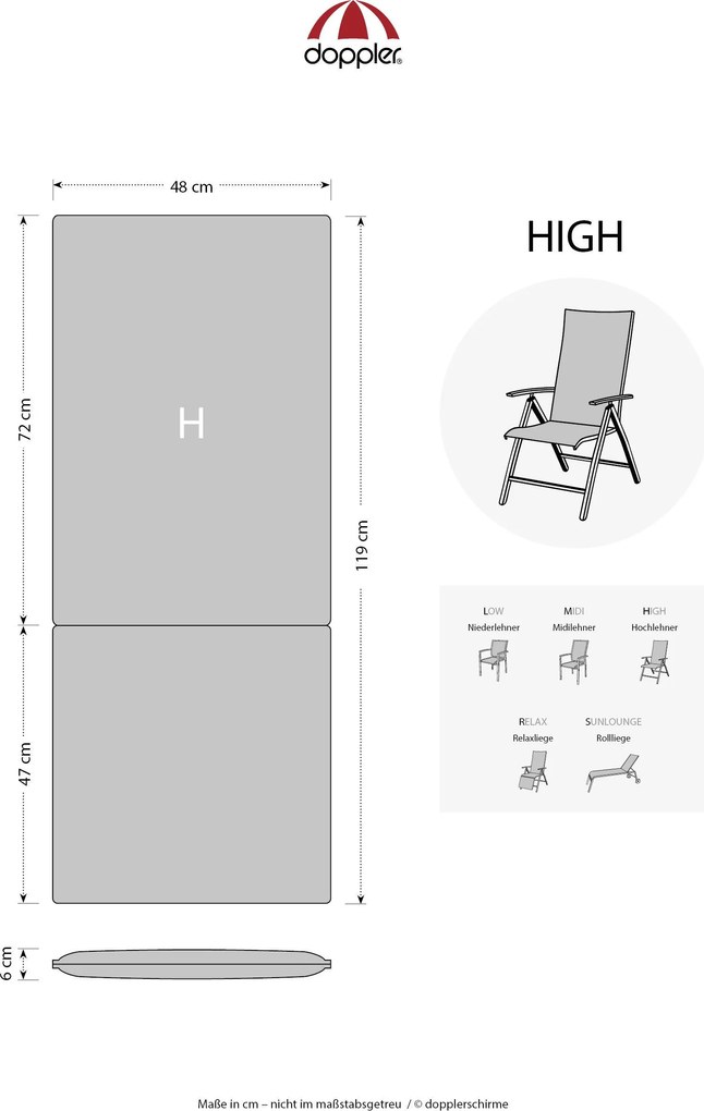 Doppler ELEGANT 2428 - zestaw 4 szt. poduszek na fotel z wysokim oparciem