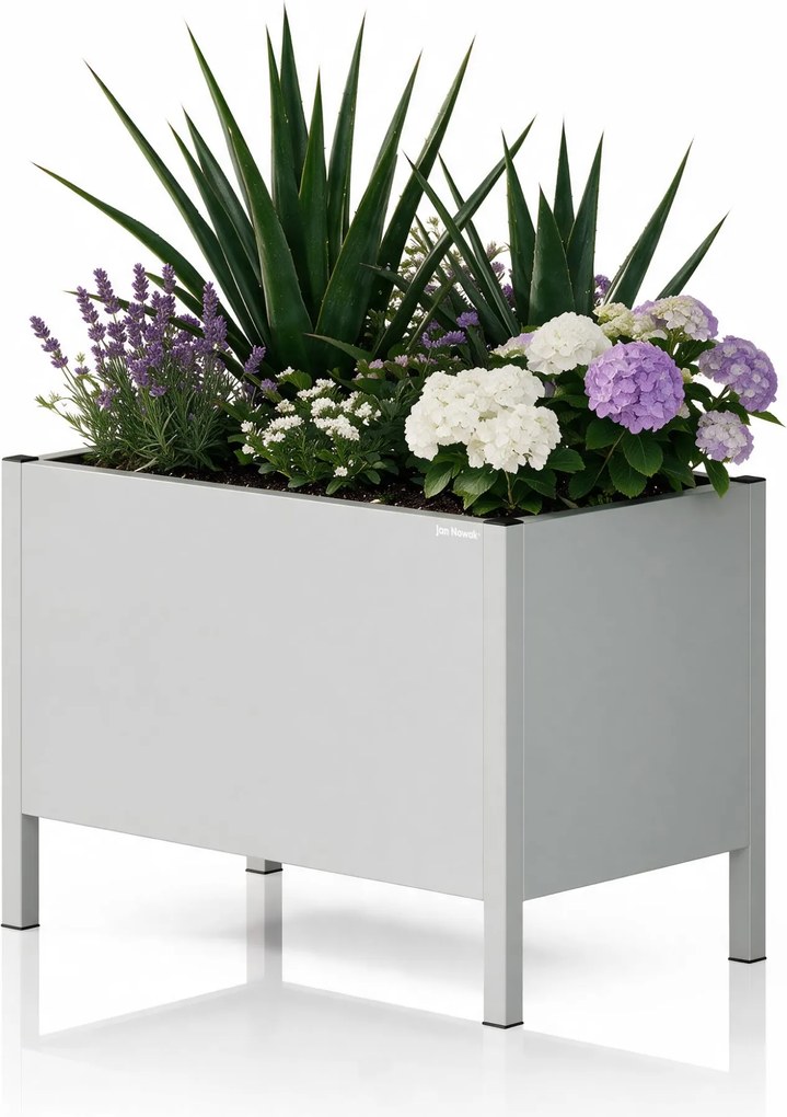 Osłona donica na kwiaty metalowa duża szara, 500x400x300 mm: DAISY
