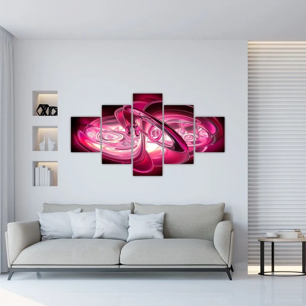 Obraz różowych fraktali (125x70 cm)