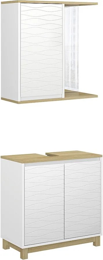 Zestaw mebli łazienkowych biały/dąb 60x30x60 livia