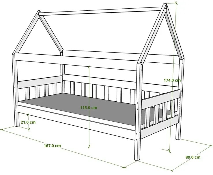 Szare łóżko dziecięce pojedyncze R4-R61