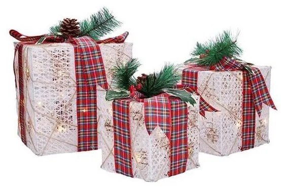 Solight 1V291 - Zestaw 3x LED Świąteczny prezent 48xLED/3,6W/230V IP44 ciepła biała