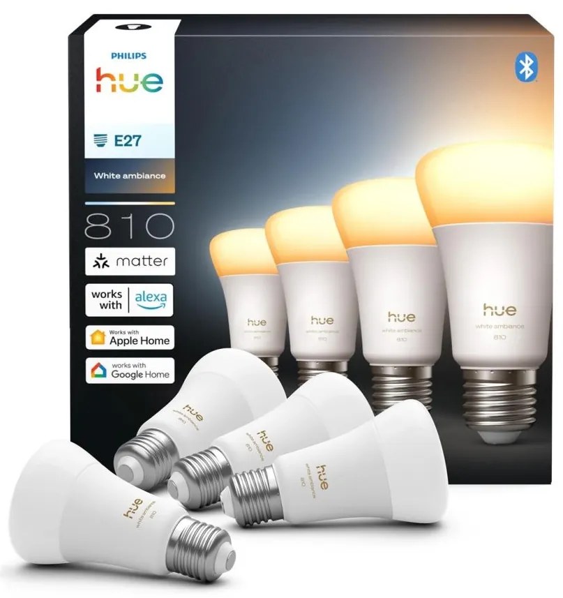 ZESTAW 4x ściemnialnych żarówek LED Philips Hue WHITE AMBIANCE E27/6W/230V 1000-20000K