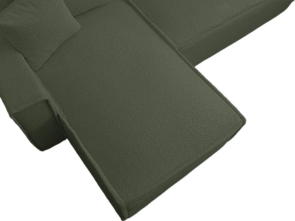 PROMOCJA Rozkładany dwustronny narożnik w kształcie L SMART BOUCLE 232x143 cm, ciemnozielony II gatunek