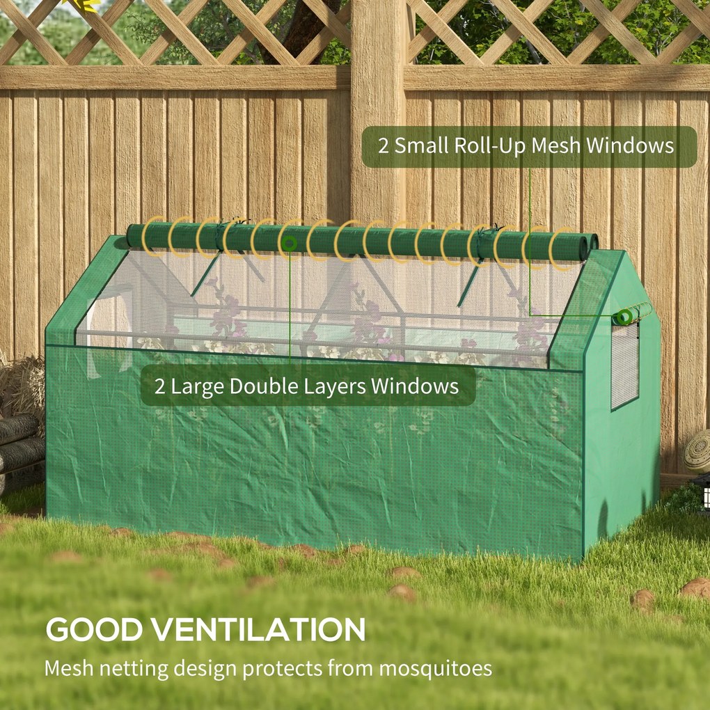 Outsunny Szklarnia foliowa z oknem, tunel ogrodowy z ochroną UV, szklarnia na pomidory, inspekt, do ogrodu, balkonu, 180 x 92 x 92 cm, zielony