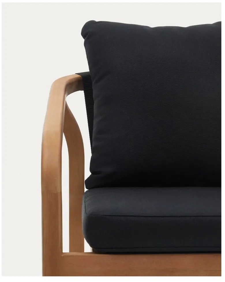 Czarne/w naturalnym kolorze drewniane/tapicerowane krzesła ogrodowe zestaw 4 szt. Malaret – Kave Home