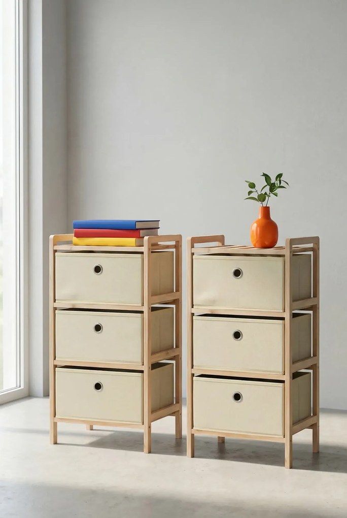 Zestaw 2 regałów z trzema szufladami do przechowywania Z1-F14