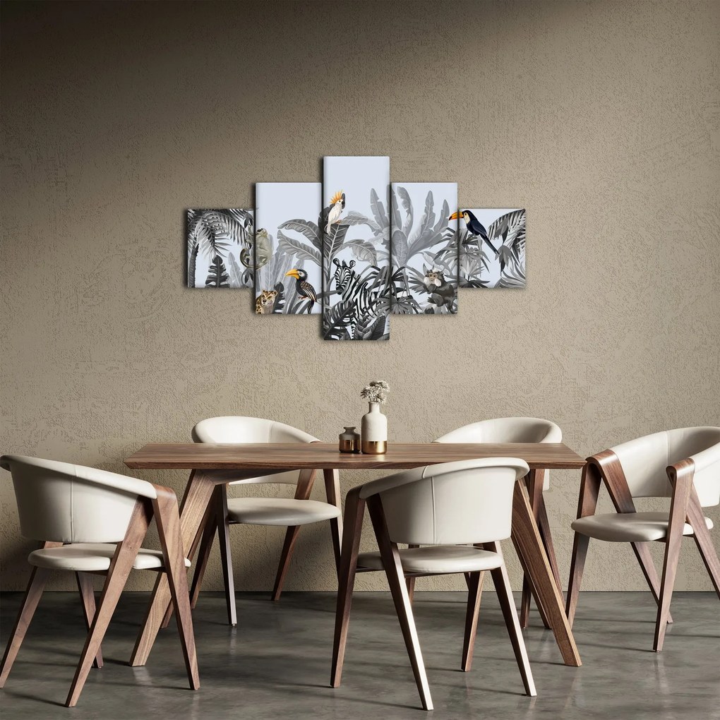 Obraz - Ilustrowana dżungla (125x70 cm)