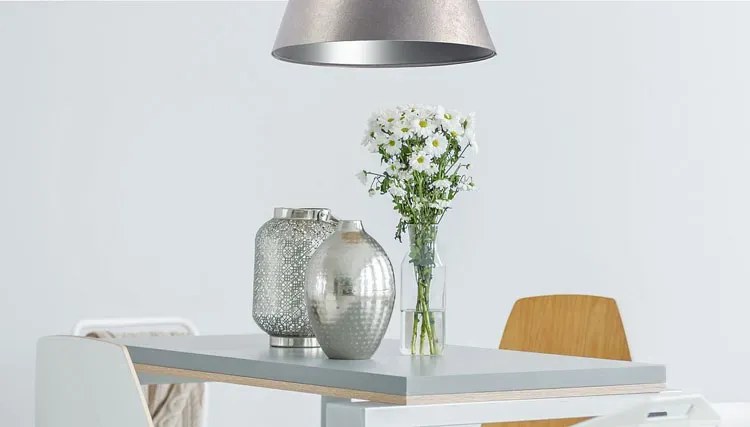 Srebrna lampa wisząca z trapezowym kloszem - S407 L9-L01