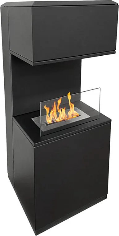 Kominek bioetanolowy Oslo, wolnostojący biokominek ze stali czarnej, dł. 38xgł. 38xwys. 100 cm