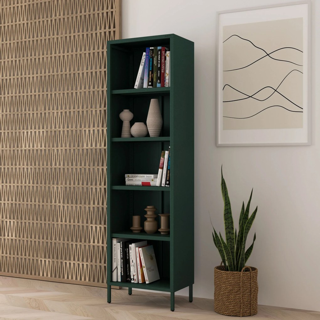 Regał na książki MARIO, 500 x 1800 x 350 mm, Modern: butelkowa zieleń