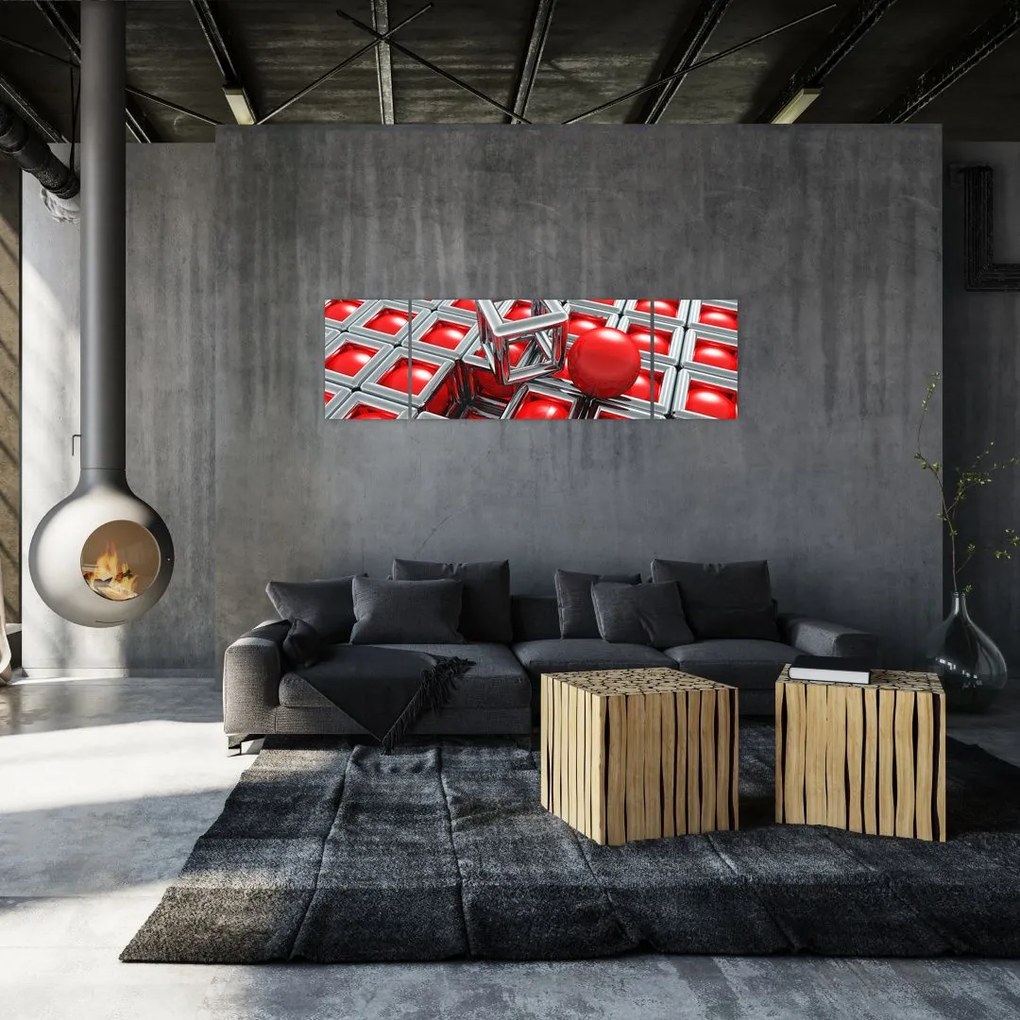 Obraz - 3D metaliczna abstrakcja (170x50 cm)