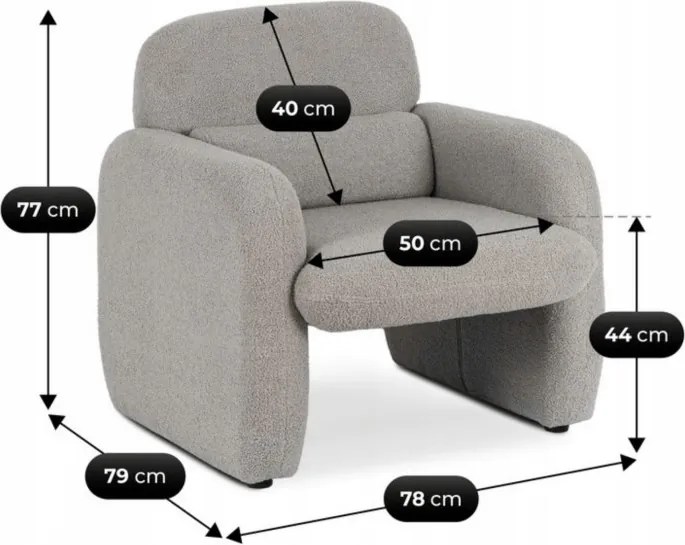Fotel Wypoczynkowy do Salonu TOGO Szary Boucle Nowoczesny
