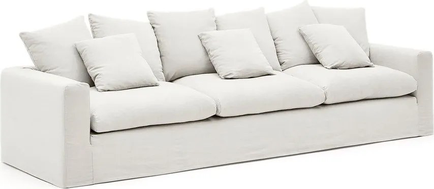 Biała lniana sofa 340 cm Nora – Kave Home