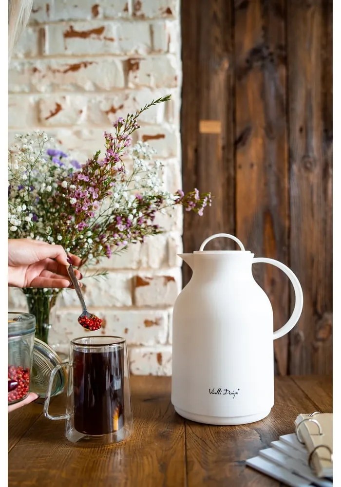 Biały termos Vialli Design, 1 l