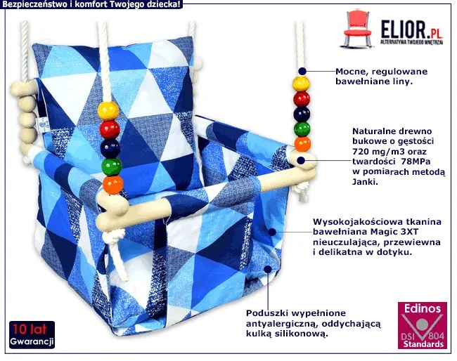 Niebieska kubełkowa huśtawka dla dzieci P1-K37