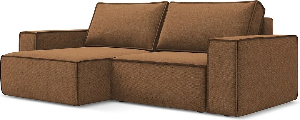 Narożnik lewostronny z funkcją spania - z tkaniny strukturalnej - terakota - KIMO