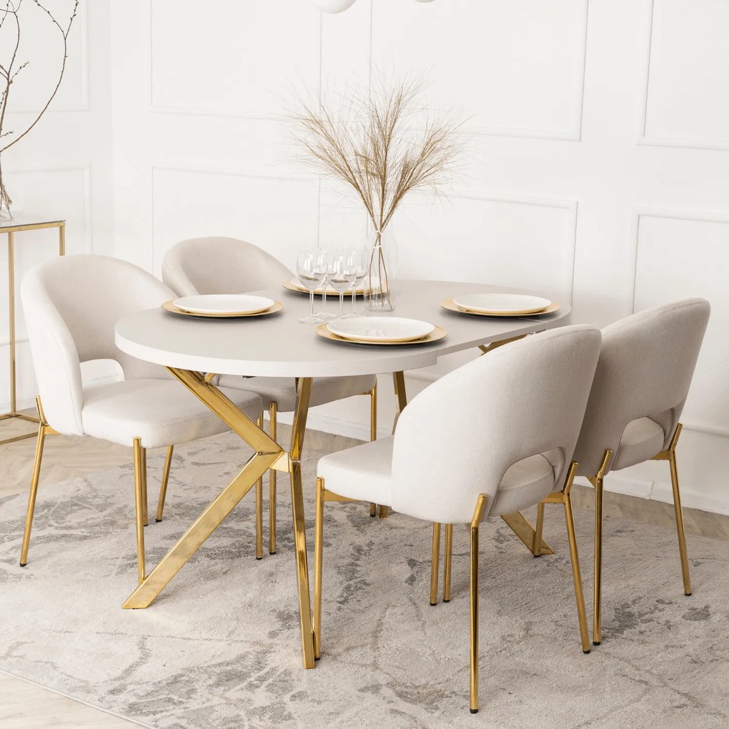 Krzesło Tapicerowane BROS Kremowe Glamour